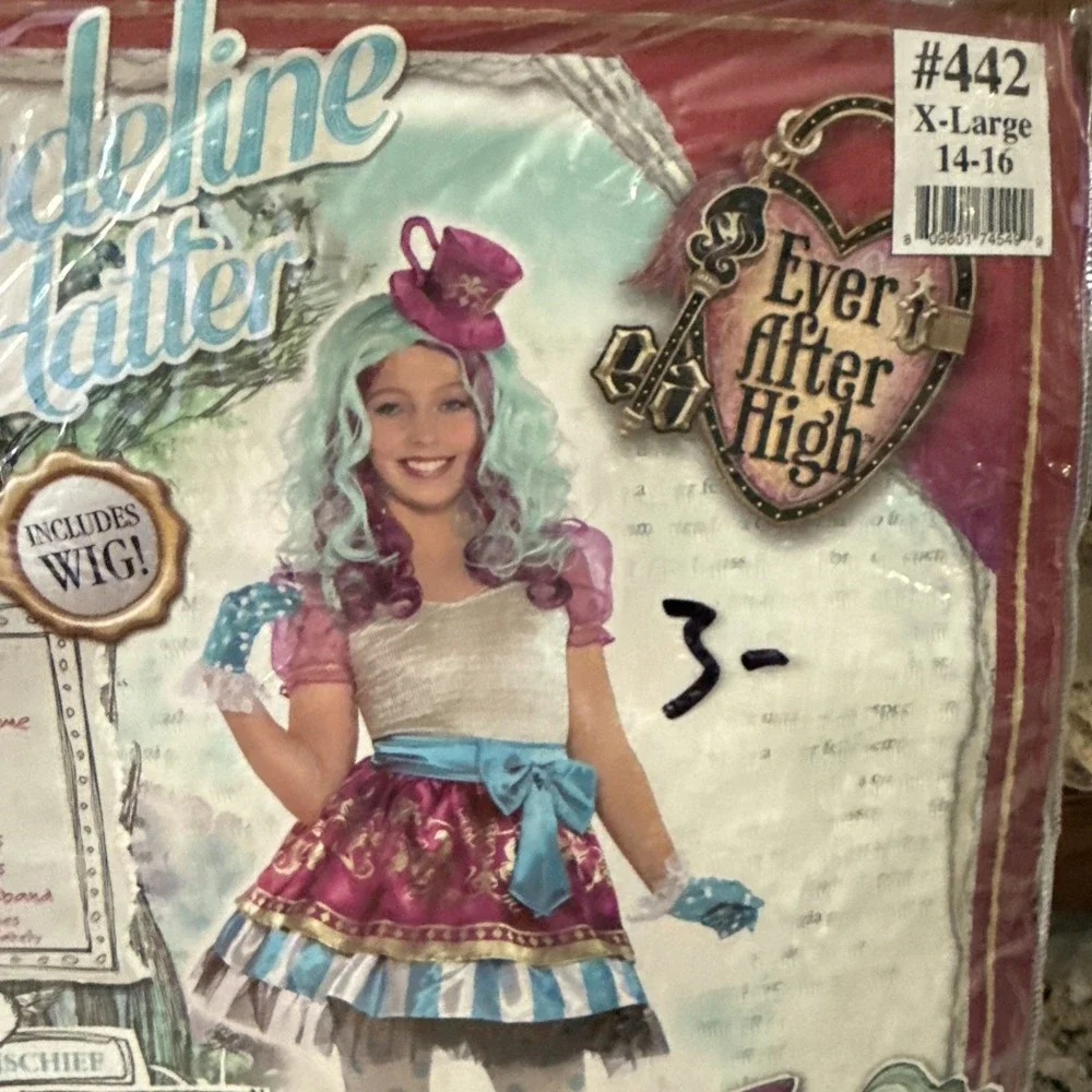 Madeline Hatter Ever After High Child Costume Size X. Large 2014 Cosplay